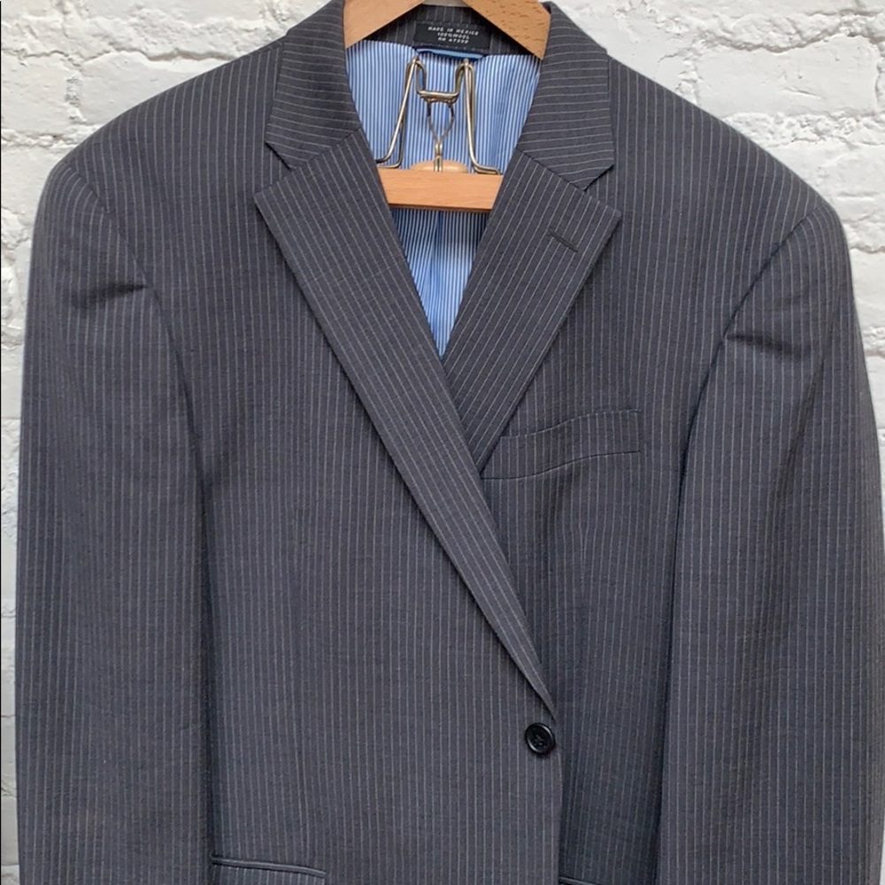 Gray Pinstripe Tommy Hilfiger Suit Jacket XL